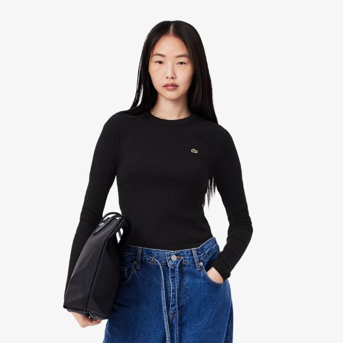 Εικόνα της Γυναικείο Μακρυμάνικο Βαμβακερό Ribbed T-shirt