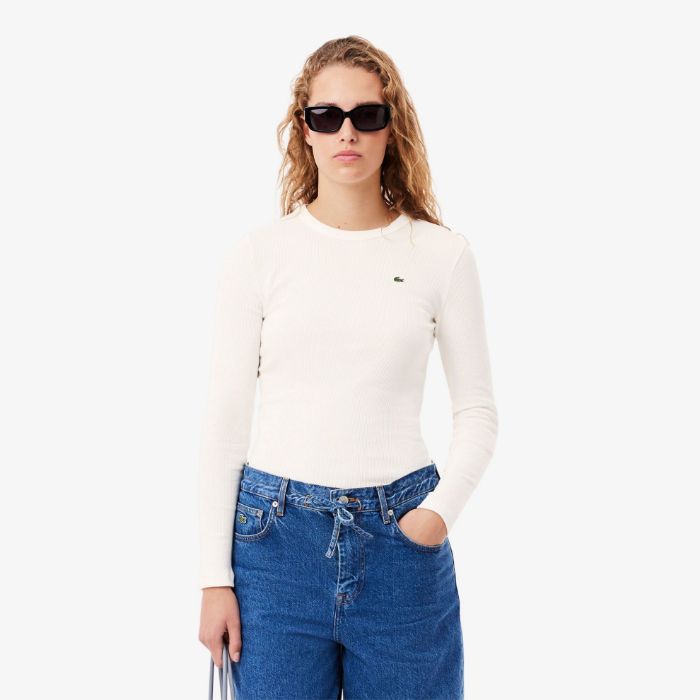 Εικόνα της Γυναικείο Μακρυμάνικο Βαμβακερό Ribbed T-shirt