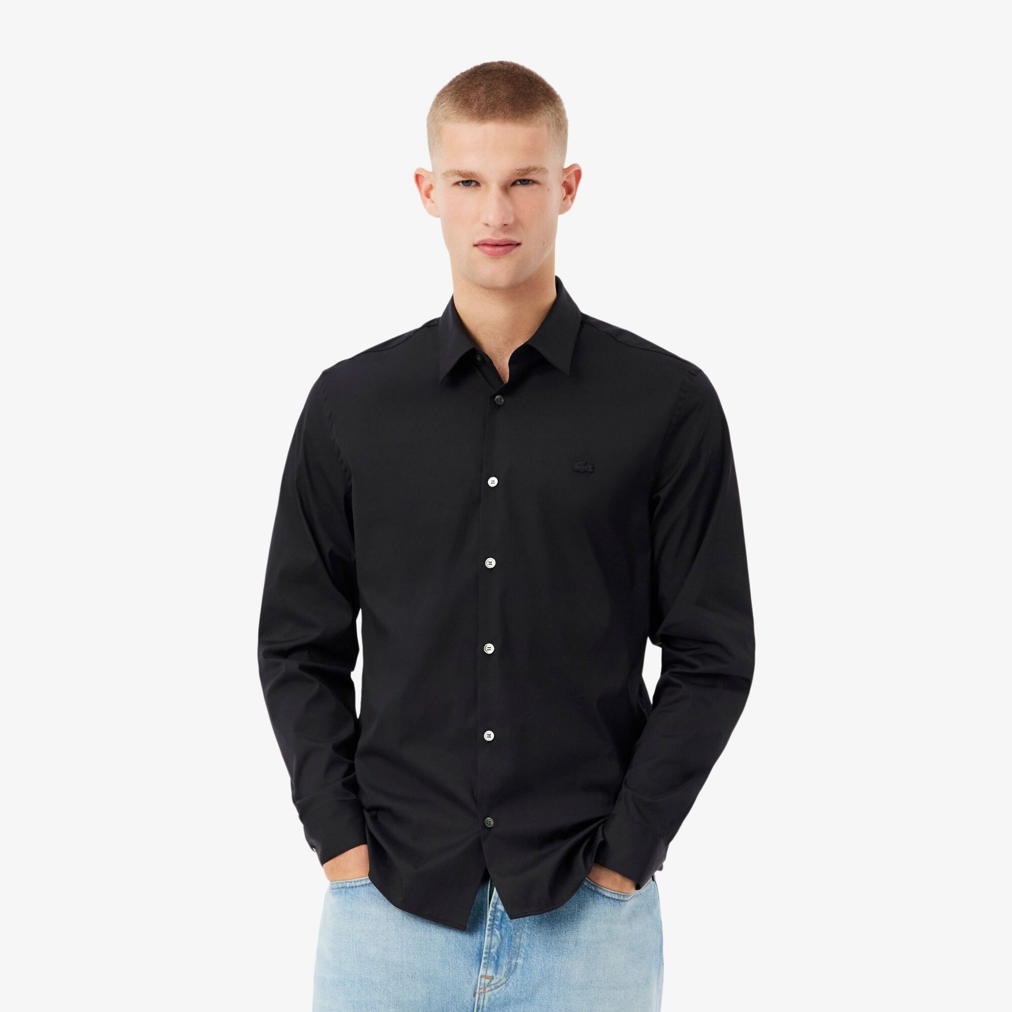 Εικόνα της Ανδρικό French Collar Cotton Poplin Πουκάμισο Slim Fit