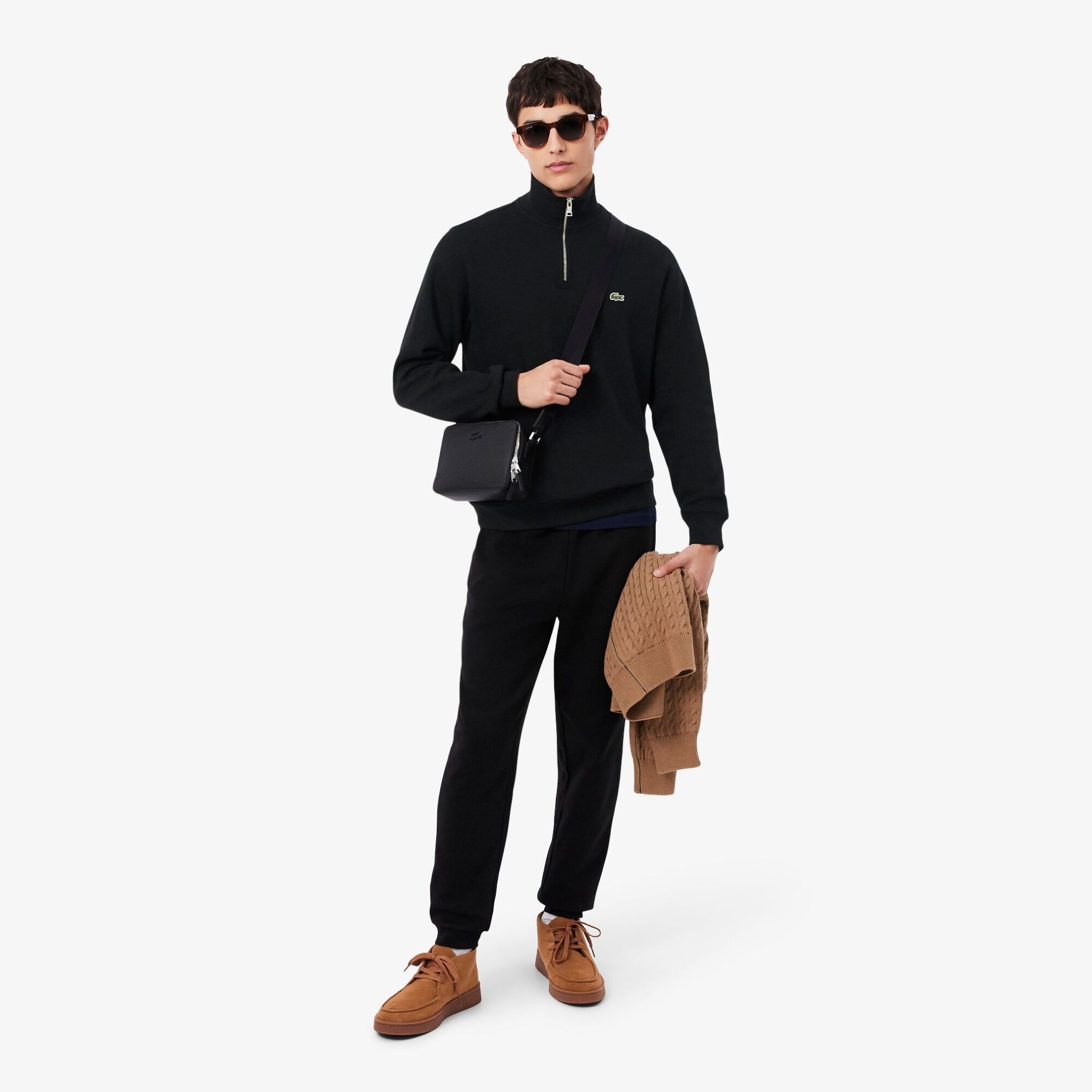 Εικόνα της Ανδρικό Zippered Stand-Up Collar Βαμβακερό Φούτερ