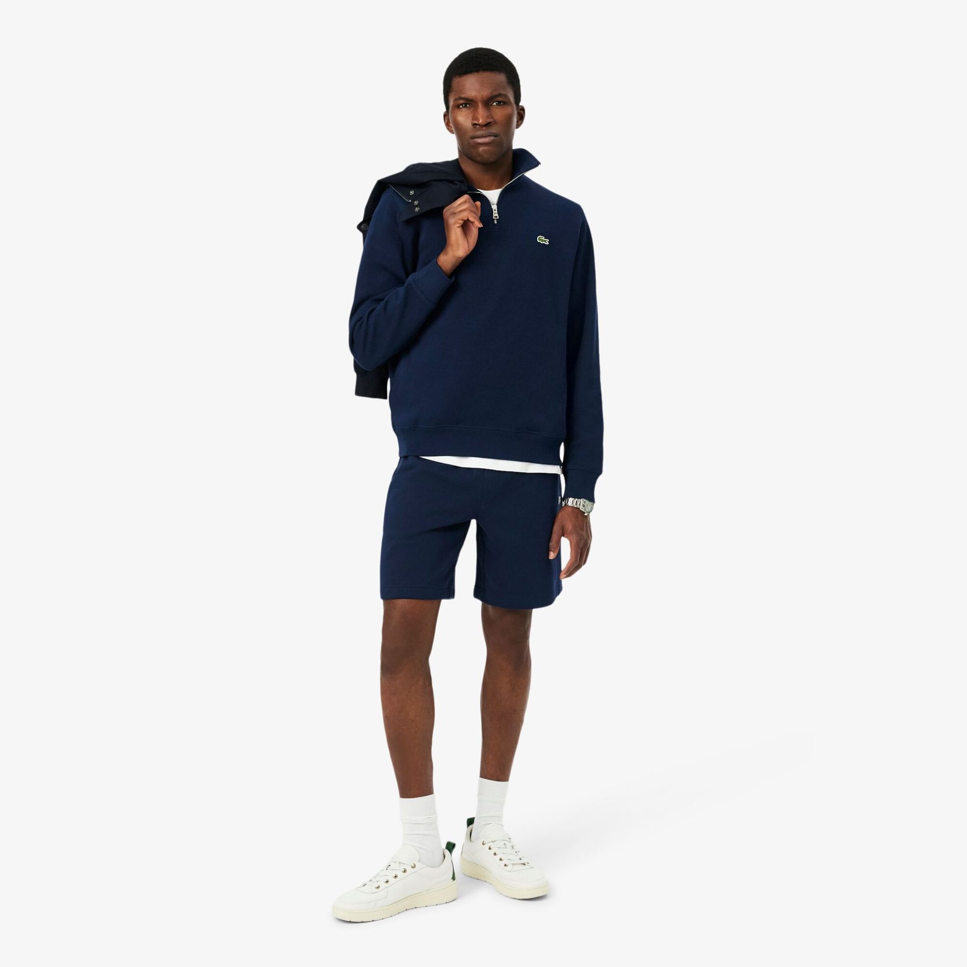Εικόνα της Ανδρικό Zippered Stand-Up Collar Βαμβακερό Φούτερ